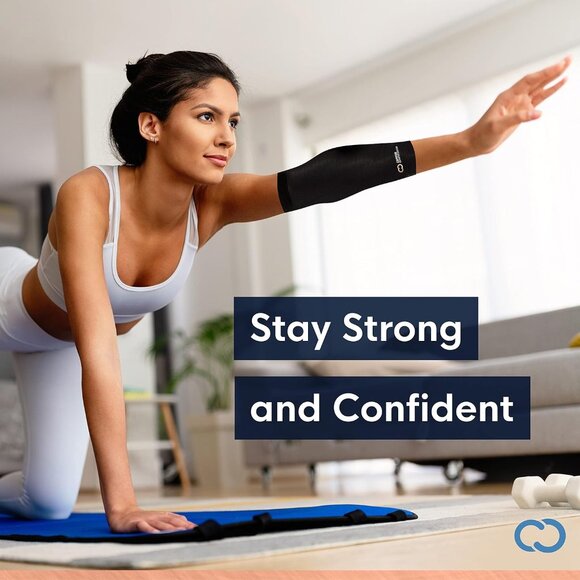 Elbow Sleeve - Copper Infused Orthopedic Brace for Tennis & Golfer Elbow, Tendon - Picture 3 of 7